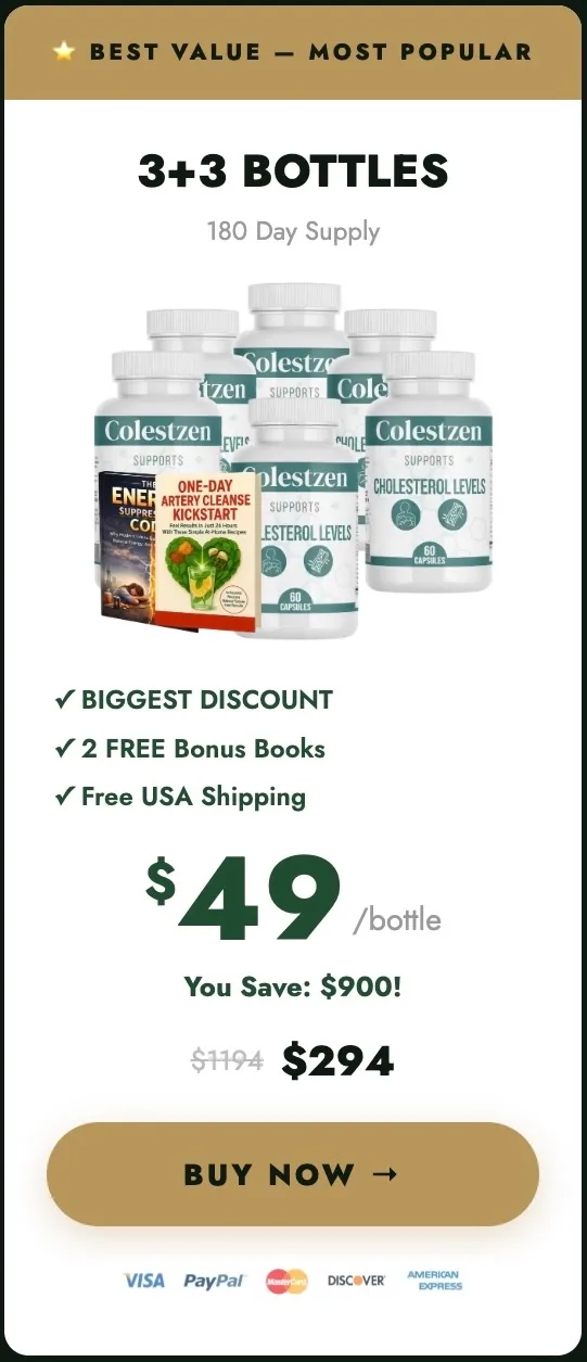 ColestZen 6 bottle package 180 day supply with free bonuses